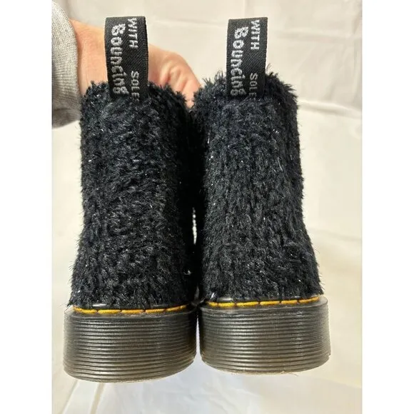 DR. MARTENS JUNIOR 1460 PASCAL TINSEL FUR LACE UP BOOTS US SIZE 1