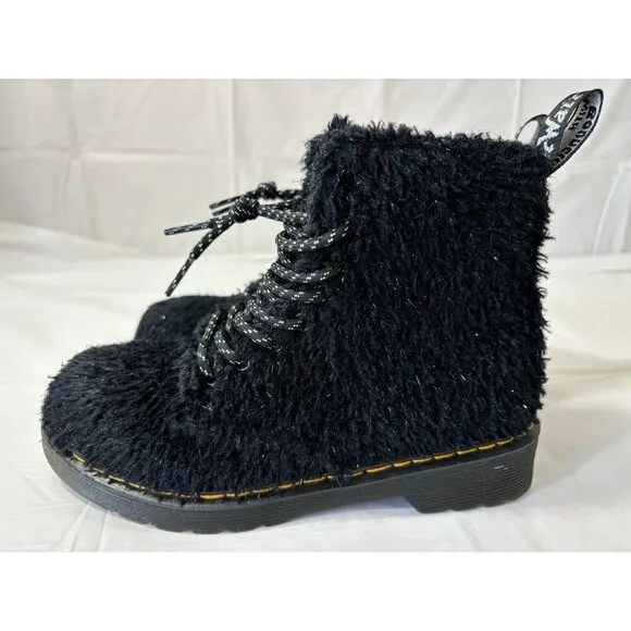 DR. MARTENS JUNIOR 1460 PASCAL TINSEL FUR LACE UP BOOTS US SIZE 1
