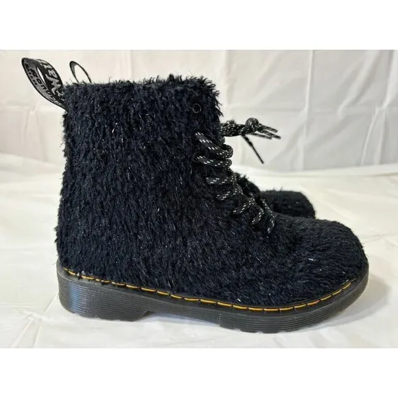 DR. MARTENS JUNIOR 1460 PASCAL TINSEL FUR LACE UP BOOTS US SIZE 1