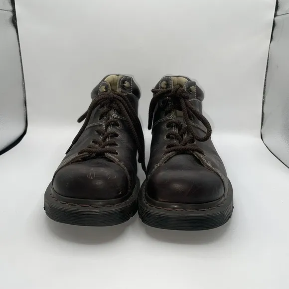 Dr. Martens Mens Sz 11 Brown Pebbled Leather 6 Eye Ankle Boots 11528 Work Oxford