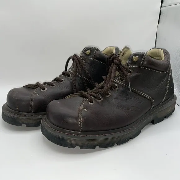 Dr. Martens Mens Sz 11 Brown Pebbled Leather 6 Eye Ankle Boots 11528 Work Oxford