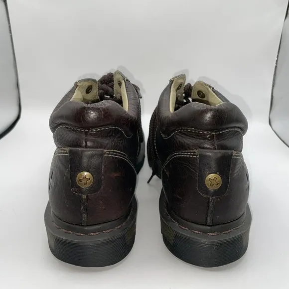 Dr. Martens Mens Sz 11 Brown Pebbled Leather 6 Eye Ankle Boots 11528 Work Oxford