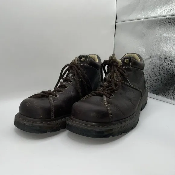 Dr. Martens Mens Sz 11 Brown Pebbled Leather 6 Eye Ankle Boots 11528 Work Oxford