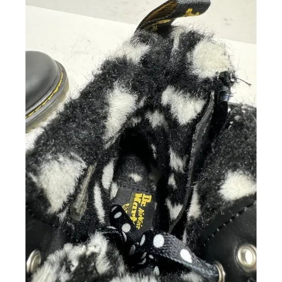 Dr. Martens Serena 1460 J Size 3 Black Leather Fur Lined Doc Boots Lace Up