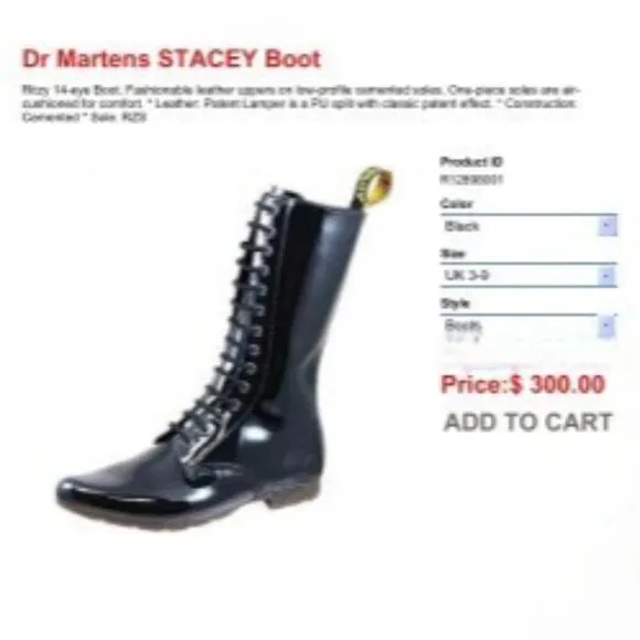 Dr. Martens Stacey Ritzy Collection Patent Lamper Combat Lace-Up, Size 6