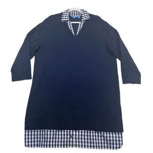 Draper James Wool and Cotton Combo Sweaterdress in Nassau Navy Career Size 2X