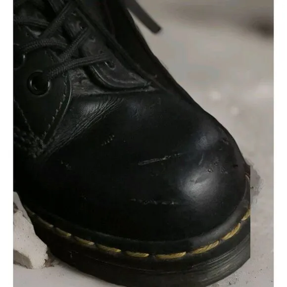 Dr Martens 1914 Mid Calf 14 Holes Smooth Black Leather Punk Rock Boots Size 5