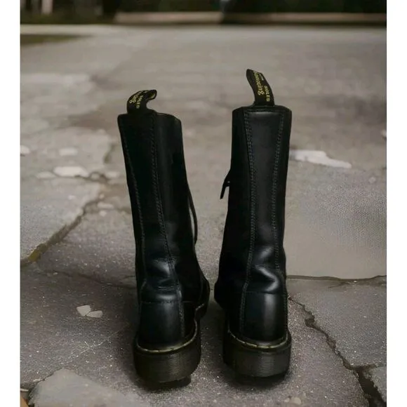 Dr Martens 1914 Mid Calf 14 Holes Smooth Black Leather Punk Rock Boots Size 5