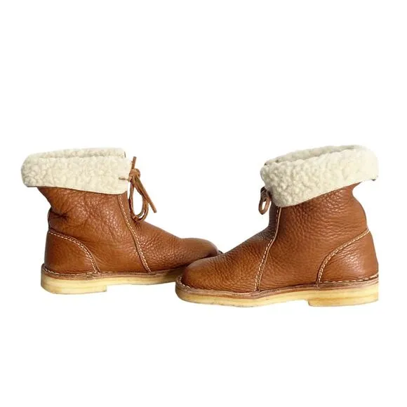 Duckfeet cozy Cognac Brown Leather Arhus Boots with Shearling Lining 7