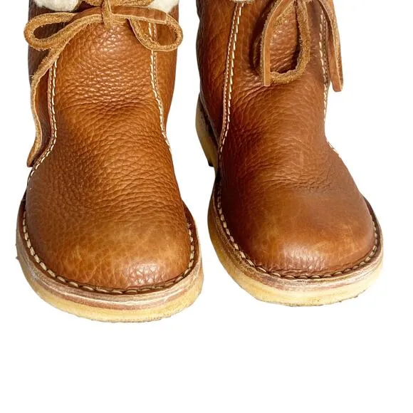 Duckfeet cozy Cognac Brown Leather Arhus Boots with Shearling Lining 7