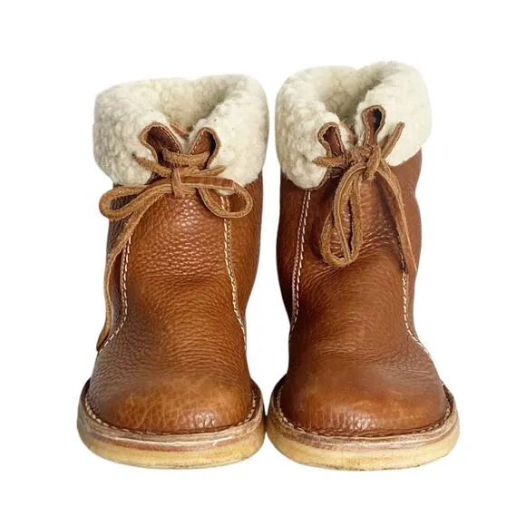 Duckfeet cozy Cognac Brown Leather Arhus Boots with Shearling Lining 7