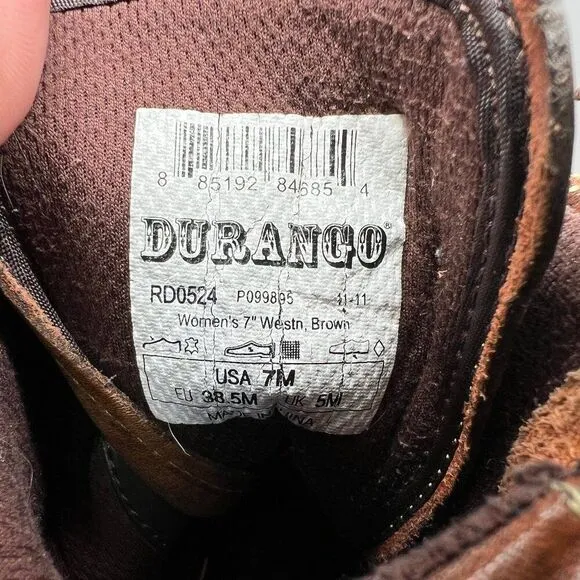 Durango City Savannah Lacer Boots Women's Size 7 Brown Leather Western Boots