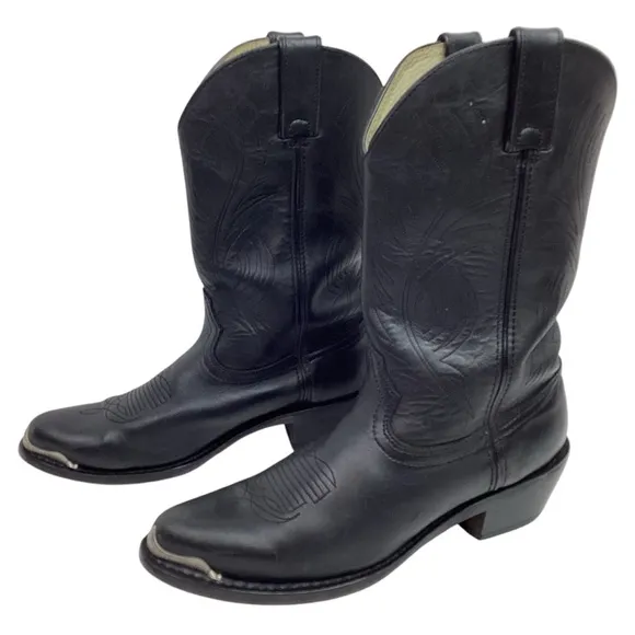 DURANGO Mens 8.5D Western 11” Concho Strap Cowboy Boots Black
