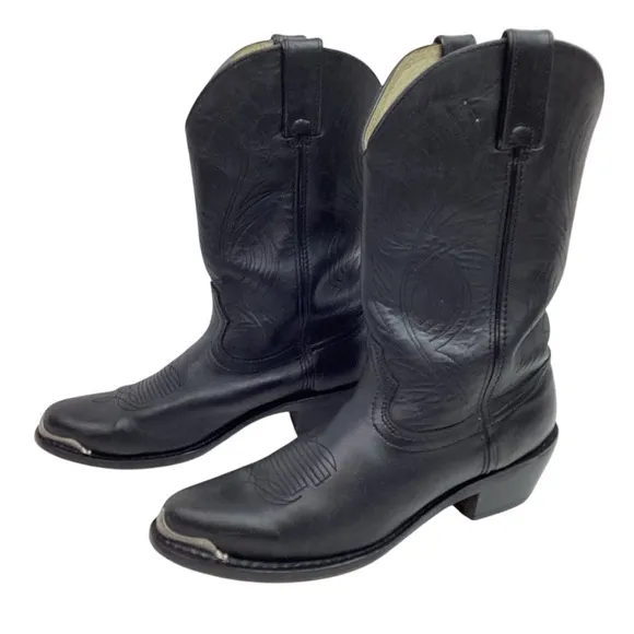 DURANGO Mens 8.5D Western 11” Concho Strap Cowboy Boots Black