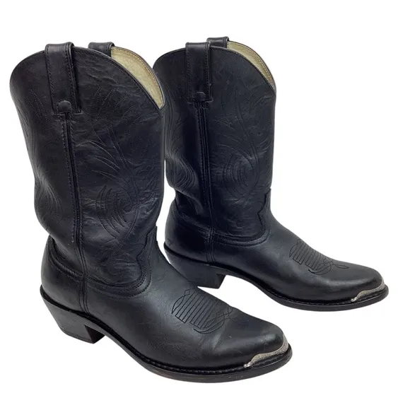 DURANGO Mens 8.5D Western 11” Concho Strap Cowboy Boots Black