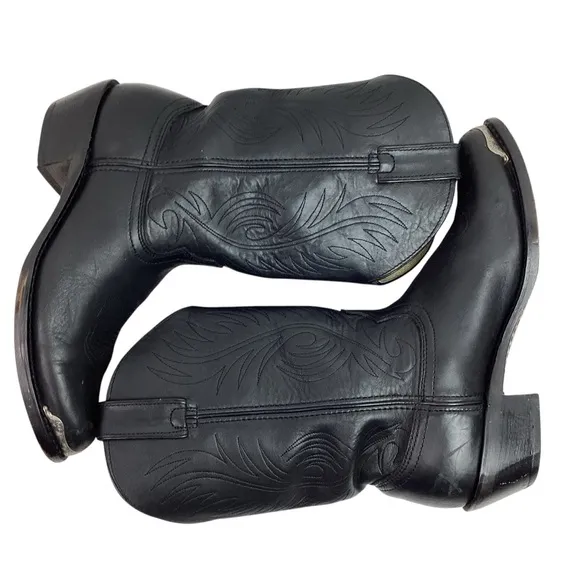 DURANGO Mens 8.5D Western 11” Concho Strap Cowboy Boots Black