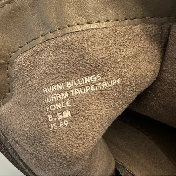 Earth Brown Tan Suede Leather Avani Billings Ankle Boots Booties Warm Taupe 8.5
