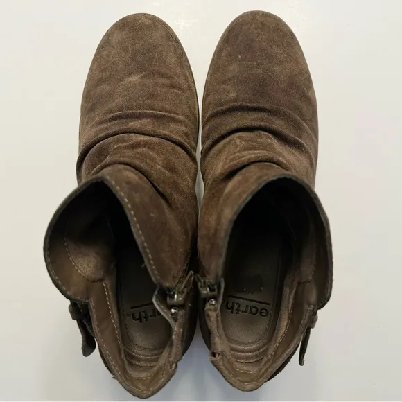 Earth Brown Tan Suede Leather Avani Billings Ankle Boots Booties Warm Taupe 8.5
