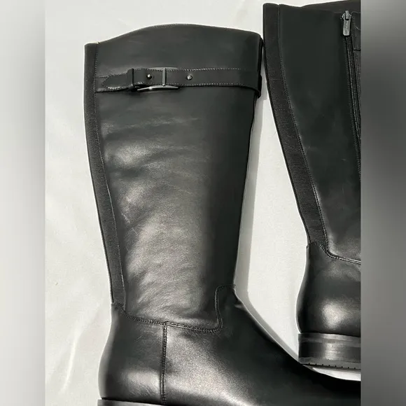 Easy Spirit Aubrey Casual Boots knee high riding boots black leather size 8 1/2W