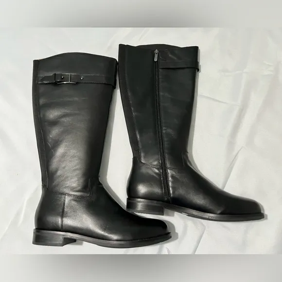 Easy Spirit Aubrey Casual Boots knee high riding boots black leather size 8 1/2W