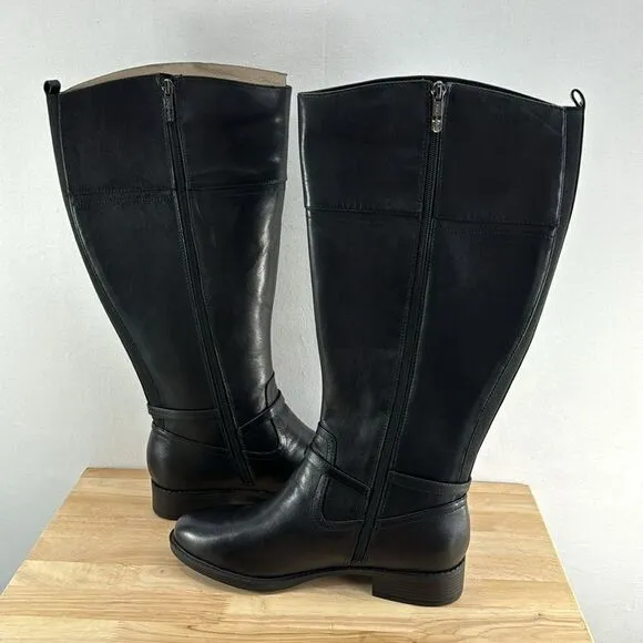 Easy Spirit Leigh Riding Boots- Black Leather- Size 10 Wide- NIB