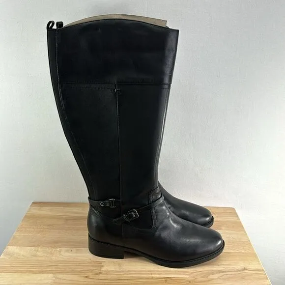 Easy Spirit Leigh Riding Boots- Black Leather- Size 10 Wide- NIB