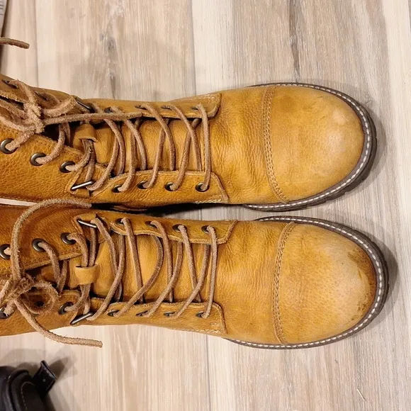 Ecco Elaine Hydromax Lace Up Side Zipper Leather Combat Boots 8