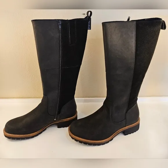 Ecco Elania Hydromax Tall Knee-High Boots, Black, size 9-9.5, NWT