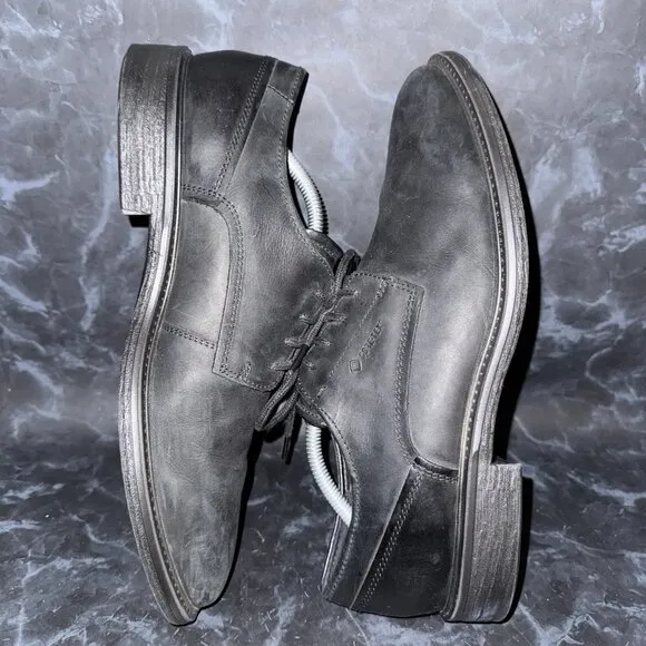 ECCO Knoxville Gore-Tex Waterproof Black Leather Shoes Mens Size 10-10.5 (44)