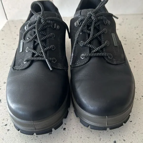 ECCO Men's Rugged Track GORETEX Tie Hiking Black Leather Lace Up Shoes Size 42