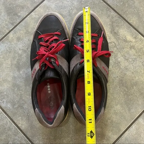 Ecco Mens Street Premiere Retro Golf Shoe Spikeless Black Leather 46/ US 12 EUC