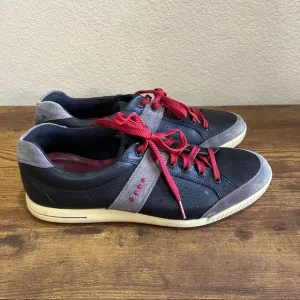 Ecco Mens Street Premiere Retro Golf Shoe Spikeless Black Leather 46/ US 12 EUC