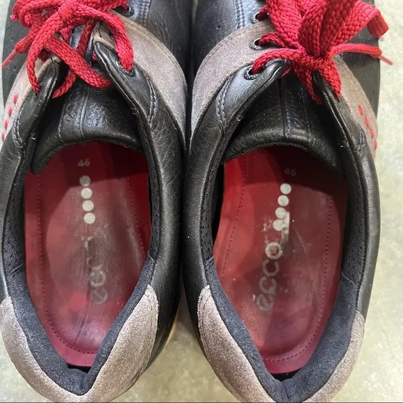 Ecco Mens Street Premiere Retro Golf Shoe Spikeless Black Leather 46/ US 12 EUC