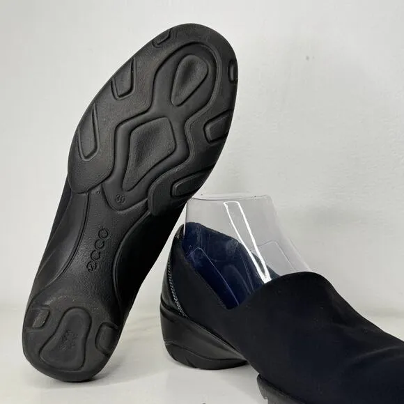 ECCO Rise Shoes Womens Size 8 Black Fabric Gore-Tex Waterproof Loafer Slip Ons