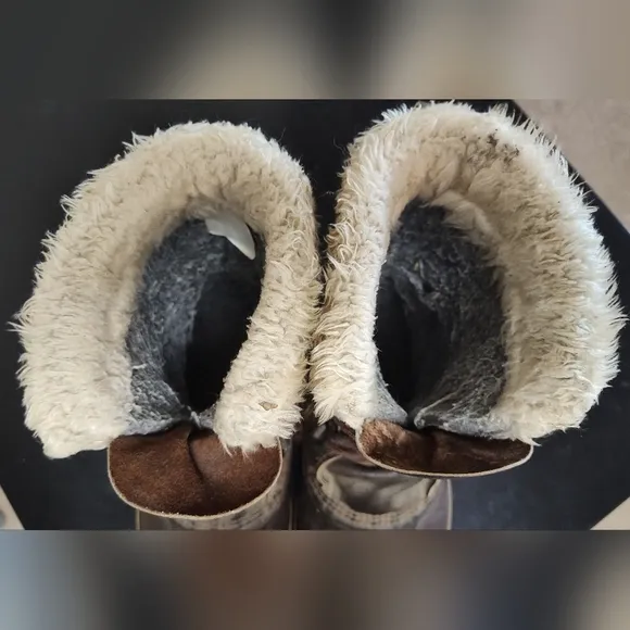 EDDIE BAUER Vintage Duck Boots Womens 10 Leather Upper Wool Insert
