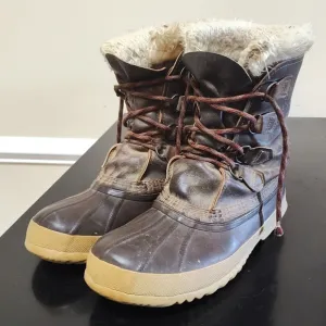 EDDIE BAUER Vintage Duck Boots Womens 10 Leather Upper Wool Insert