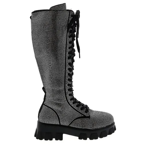 💥EDGY GLAM💥 Nasty Gal Rinestone Embellished Combat Boots
