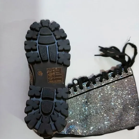 💥EDGY GLAM💥 Nasty Gal Rinestone Embellished Combat Boots