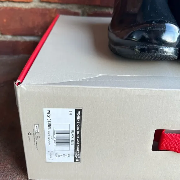 EEUC Short Adjustable Hunter Black Rain Boots, Black Gloss, Size 9