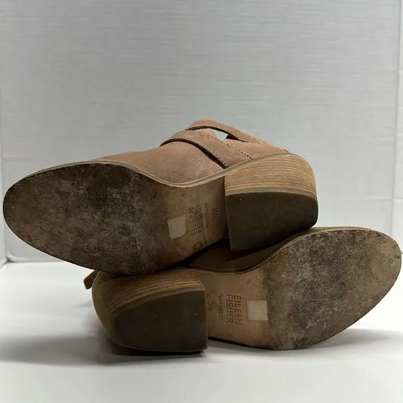 Eileen Fisher Derby Booties Short Ankle Boots Cross Strap Italian Leather 7.5