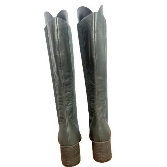 Eileen Fisher Graphite Grey Leather Destry Knee Boots Size 5 - Retail $360