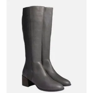 Eileen Fisher Graphite Grey Leather Destry Knee Boots Size 5 - Retail $360