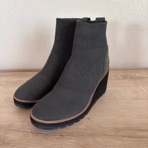 Eileen Fisher London Stretch Knit Wedge Booties in Graphite Size 6.5