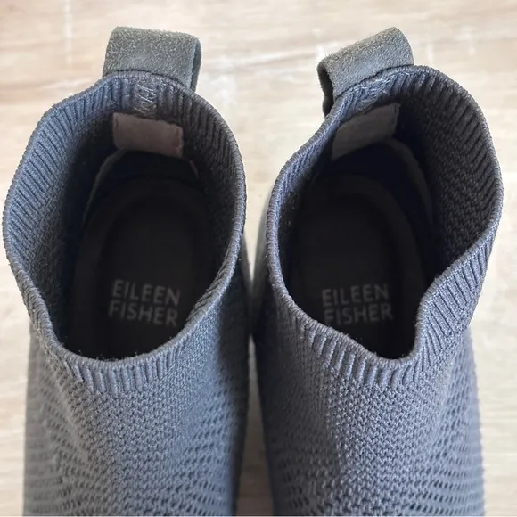 Eileen Fisher London Stretch Knit Wedge Booties in Graphite Size 6.5