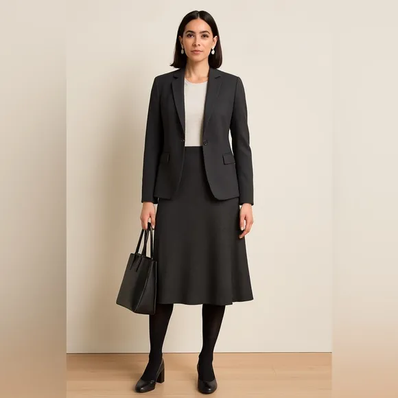 Eileen Fisher Petite Merino Wool Midi Skirt NWT | A-Line Capsule Wardrobe Medium