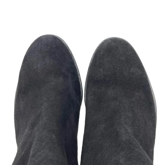 Eileen Fisher Rove Ankle Boots Black Suede Size 8.5 Block-Heel Zip Booties EUC