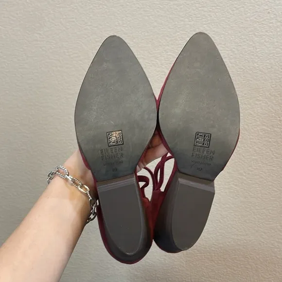 Eileen Fisher Tilda Red Stacked Heel Pumps Size 10