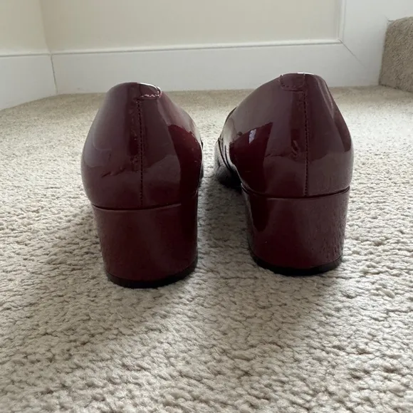 Elegant Burgundy Mary Jane Block Heels Size 8.5