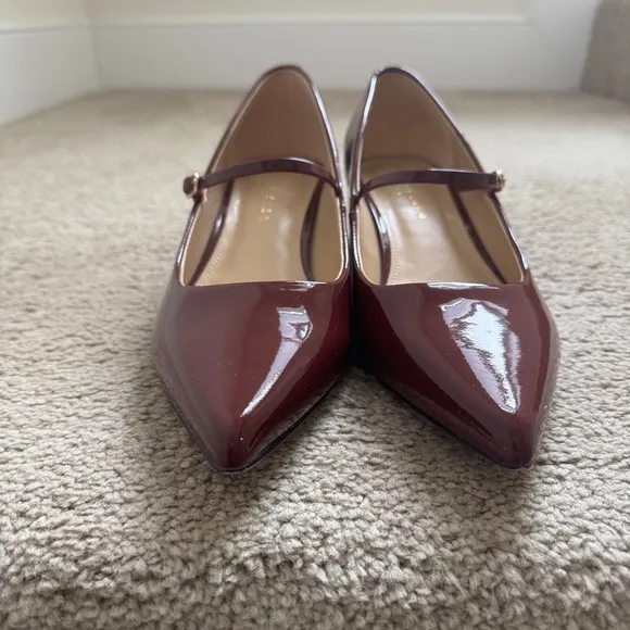 Elegant Burgundy Mary Jane Block Heels Size 8.5