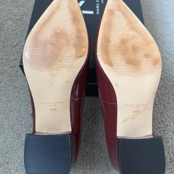 Elegant Burgundy Mary Jane Block Heels Size 8.5